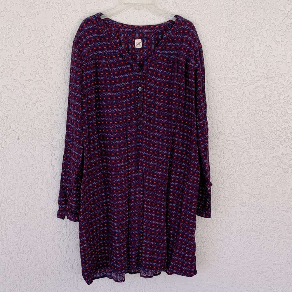 Gap soft Patterned Long Sleeve Dress with pockets size M petite